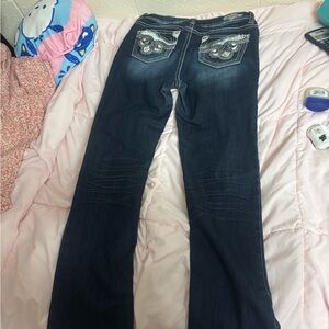 y2k dark blue boot cut jeans low waisted juicy couture